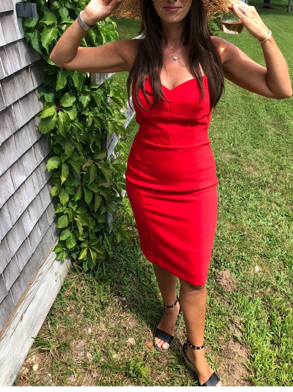 Milly Strapless Red Sheath Dress